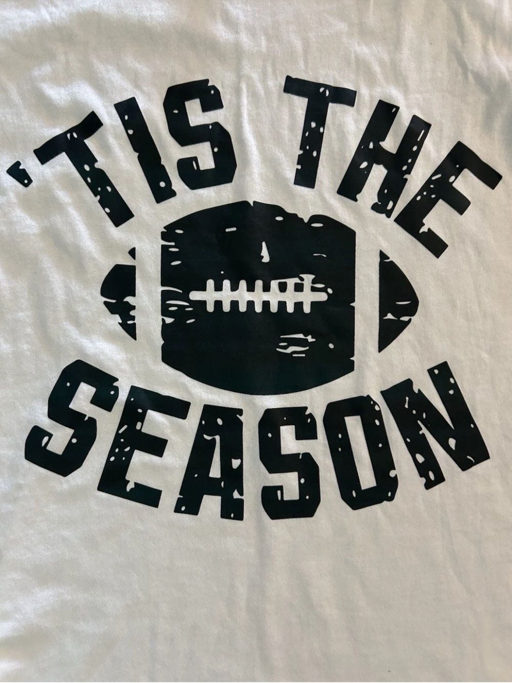 Women’s Football Season T-Shirt Game Day Large White "Tis the Season" NWOT